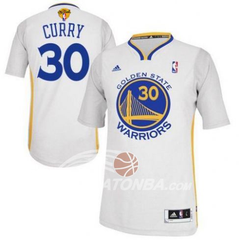 Maglia NBA Autentico Manica Corta Golden State Warriors Curry Blanco